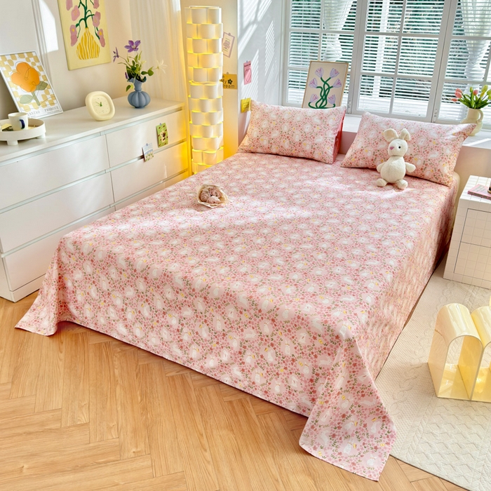 91家纺网 家纺一手货源 找家纺 清雅福 2024新款全棉13372小清新单床单 恋语