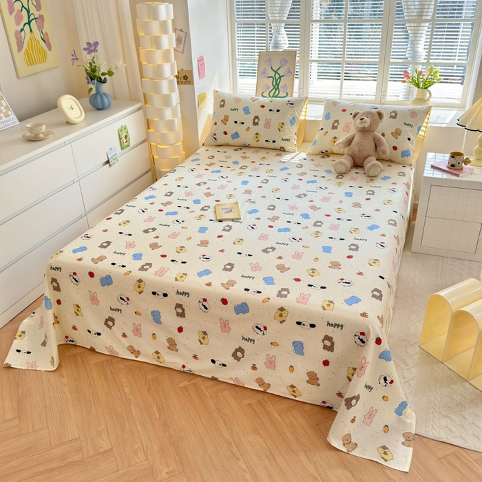 91家纺网 家纺一手货源 找家纺 清雅福 2024新款全棉13372小清新单床单 松岛可可