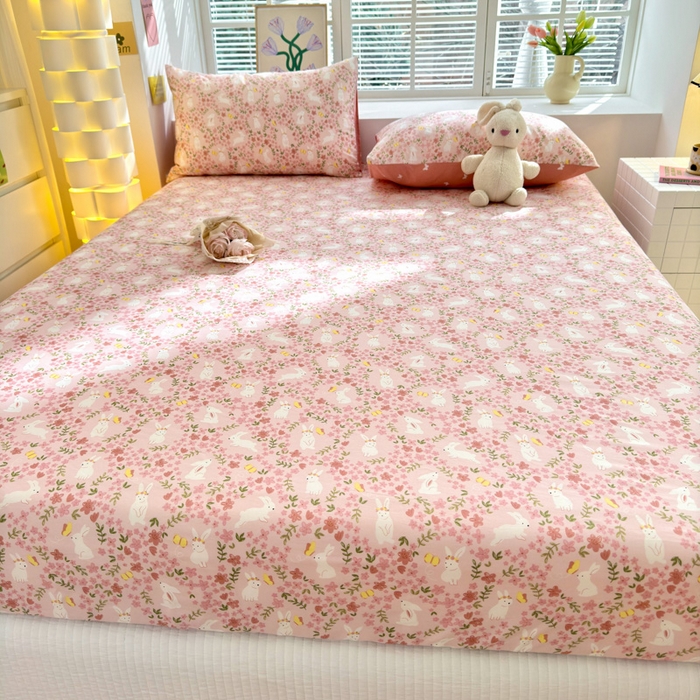 91家纺网 家纺一手货源 找家纺 清雅福 2024新款全棉13372小清新单床笠 恋语