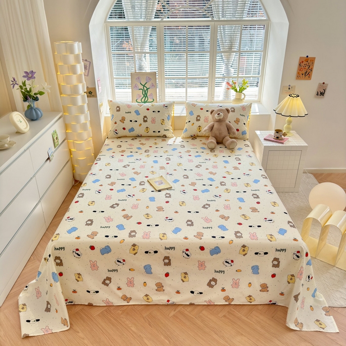 91家纺网 家纺一手货源 找家纺 清雅福 2024新款全棉13372小清新单床单 松岛可可