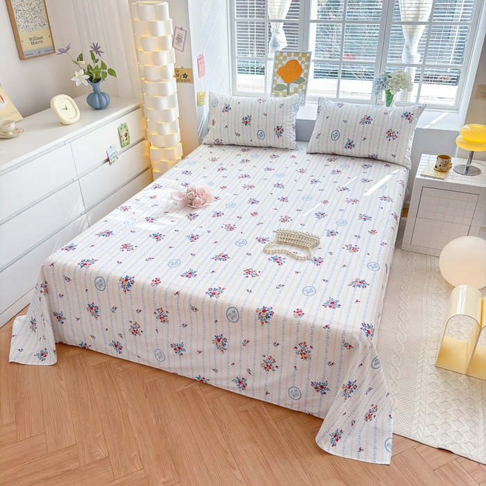 91家纺网 家纺一手货源 找家纺 清雅福 2024新款全棉13372小清新单床单 伯爵夫人