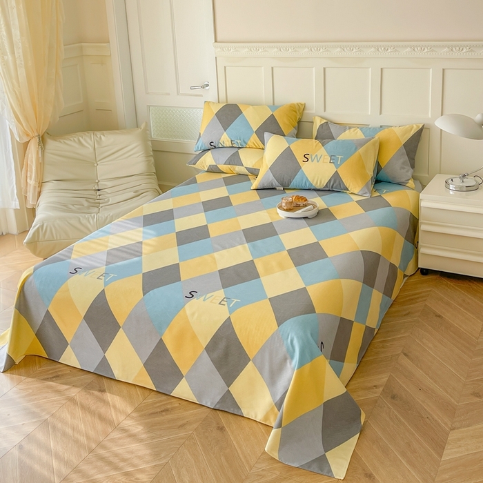 91家纺网 家纺一手货源 找家纺 棉乐町家居 2025新款爆款印花老粗布床单系列 忘川