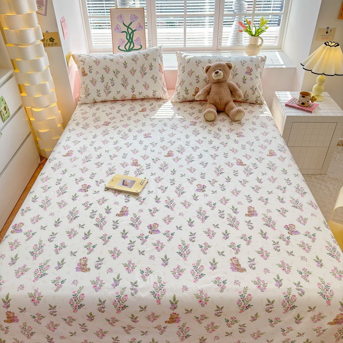 91家纺网 家纺一手货源 找家纺 清雅福 2024新款全棉13372小清新单床单 花萃清风