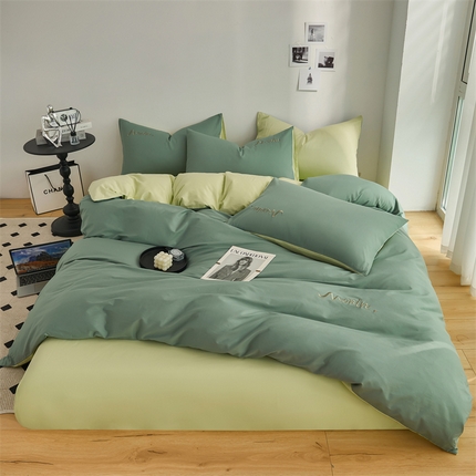 91家纺网 家纺一手货源 找家纺 （总）多品家纺 2024新款全棉纯色绣花四件套