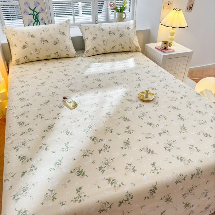 91家纺网 家纺一手货源 找家纺 清雅福 2024新款全棉13372小清新单床单 茶艺