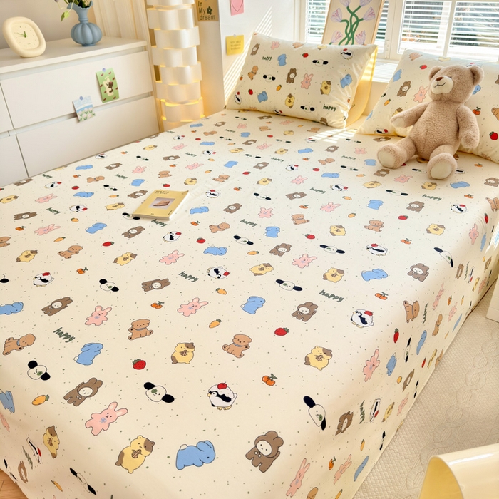 91家纺网 家纺一手货源 找家纺 清雅福 2024新款全棉13372小清新单床单 松岛可可