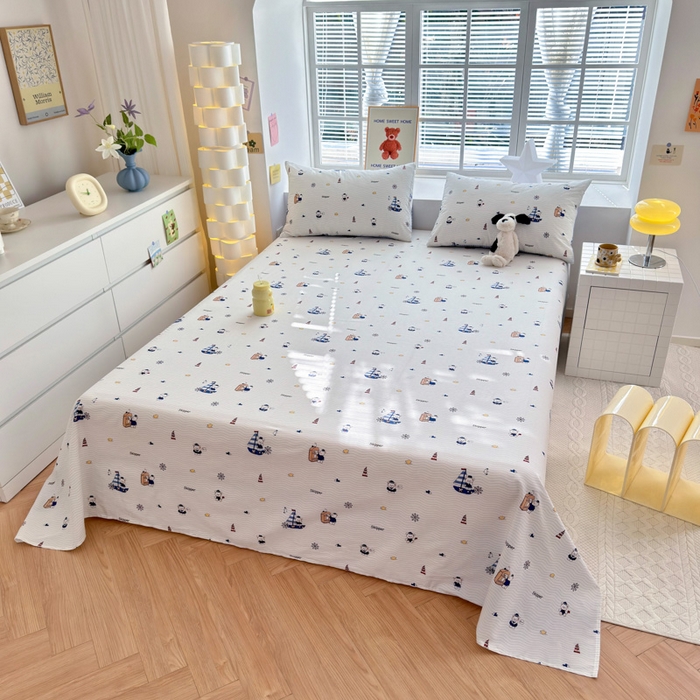 91家纺网 家纺一手货源 找家纺 清雅福 2024新款全棉13372小清新单床单 扬帆起航