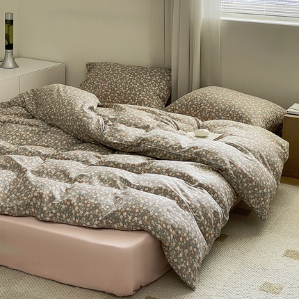 窝米 2024春季新品全棉双层纱系列四件套 朝霞