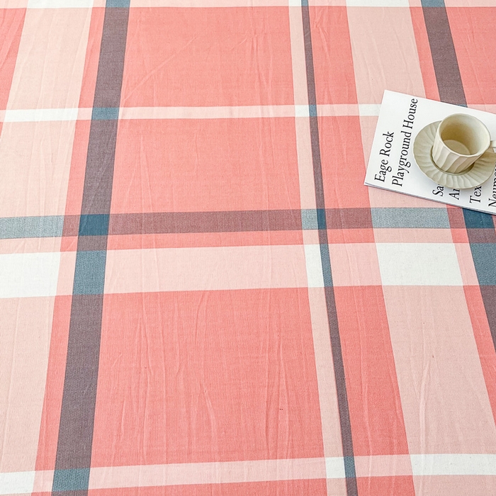 91家纺网 家纺一手货源 找家纺 棉乐町家居 2025新款爆款印花老粗布床单系列 格恋情怀-粉