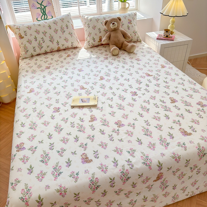 91家纺网 家纺一手货源 找家纺 清雅福 2024新款全棉13372小清新单床单 花萃清风