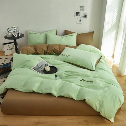 91家纺网 家纺一手货源 找家纺 （总）多品家纺 2024新款全棉纯色绣花四件套