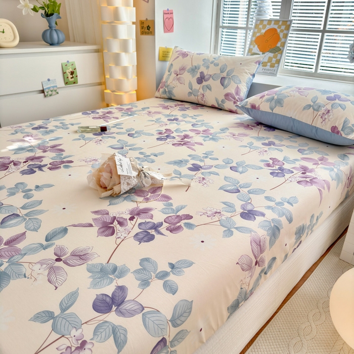 91家纺网 家纺一手货源 找家纺 清雅福 2024新款全棉13372小清新单床笠 牡丹亭