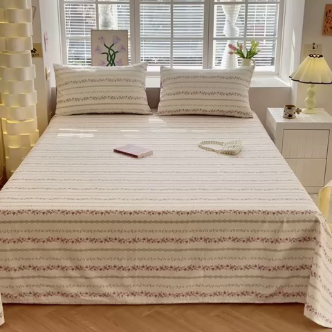 91家纺网 家纺一手货源 找家纺 清雅福 2024新款全棉13372小清新单床单 玫瑰物语