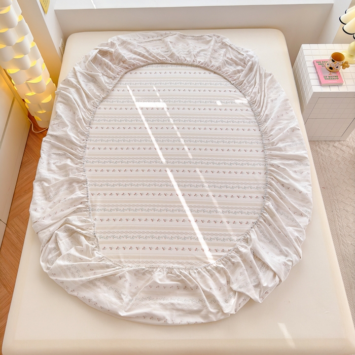 91家纺网 家纺一手货源 找家纺 清雅福 2024新款全棉13372小清新单床笠 樱桃花