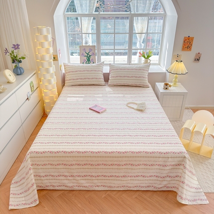 91家纺网 家纺一手货源 找家纺 清雅福 2024新款全棉13372小清新单床单 玫瑰物语