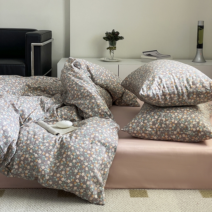 91家纺网 家纺一手货源 找家纺 窝米 2024春季新品全棉双层纱系列四件套 朝霞