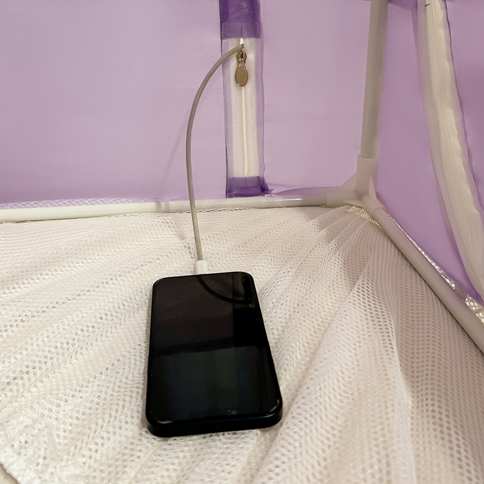 91家纺网 家纺一手货源 找家纺 青竹苑 2024新款内穿蕾丝花边坐床蚊帐 爱丽丝-暗夜紫