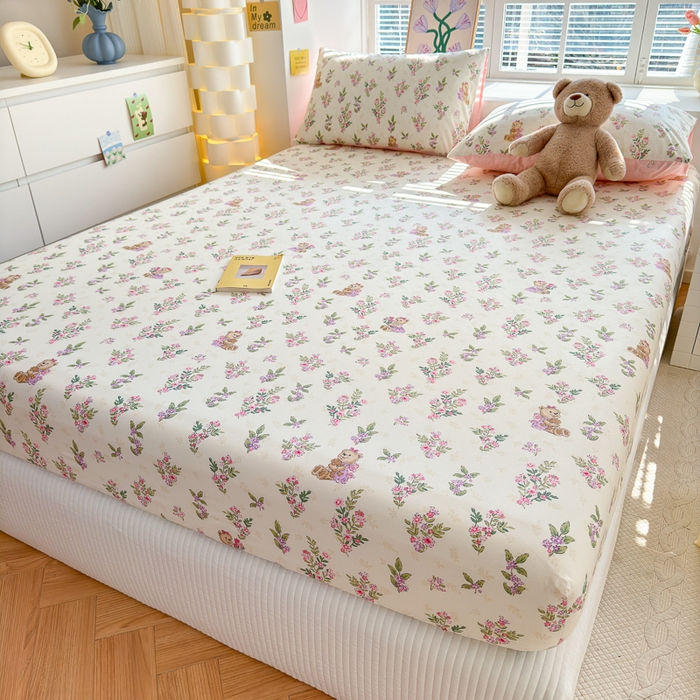 91家纺网 家纺一手货源 找家纺 清雅福 2024新款全棉13372小清新单床笠 花萃清风