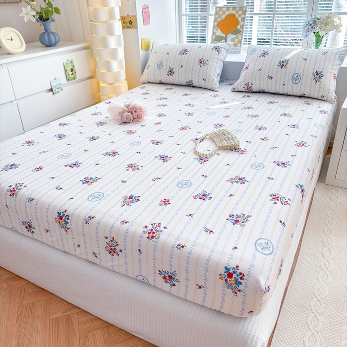 91家纺网 家纺一手货源 找家纺 清雅福 2024新款全棉13372小清新单床笠 伯爵夫人