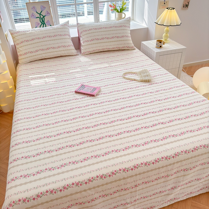 91家纺网 家纺一手货源 找家纺 清雅福 2024新款全棉13372小清新单床单 玫瑰物语