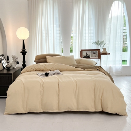 91家纺网 家纺一手货源 找家纺 （总）多品家纺 2024新款全棉纯色双拼四件套