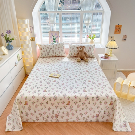 91家纺网 家纺一手货源 找家纺 清雅福 2024新款全棉13372小清新单床单 花萃清风