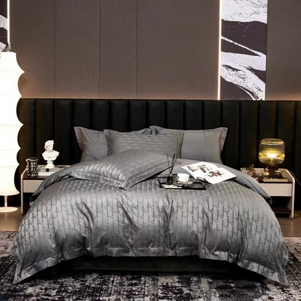 卡迪亚家纺 2024新款180支长绒棉提花四件套 太空灰