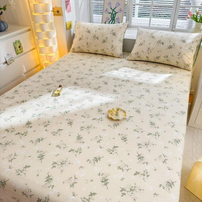 91家纺网 家纺一手货源 找家纺 清雅福 2024新款全棉13372小清新单床单 茶艺