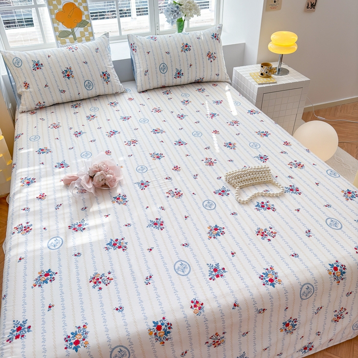 91家纺网 家纺一手货源 找家纺 清雅福 2024新款全棉13372小清新单床单 伯爵夫人