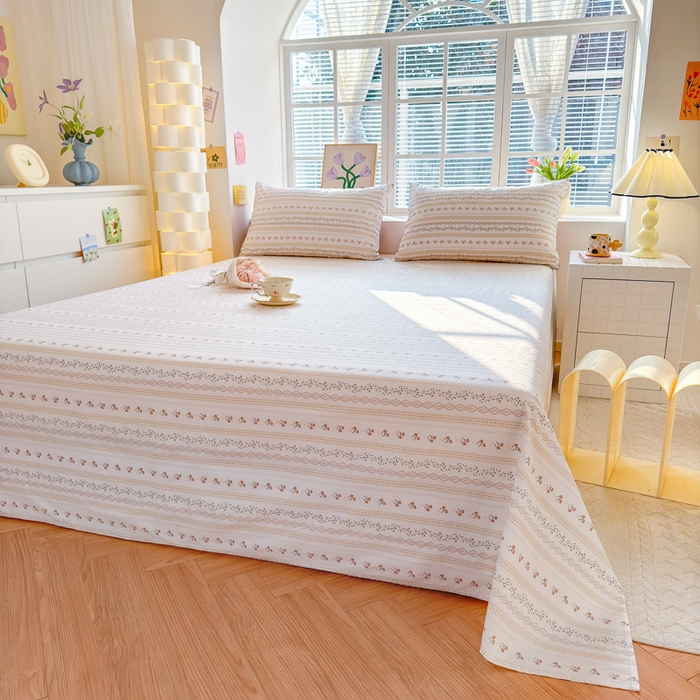 91家纺网 家纺一手货源 找家纺 清雅福 2024新款全棉13372小清新单床单 樱桃花