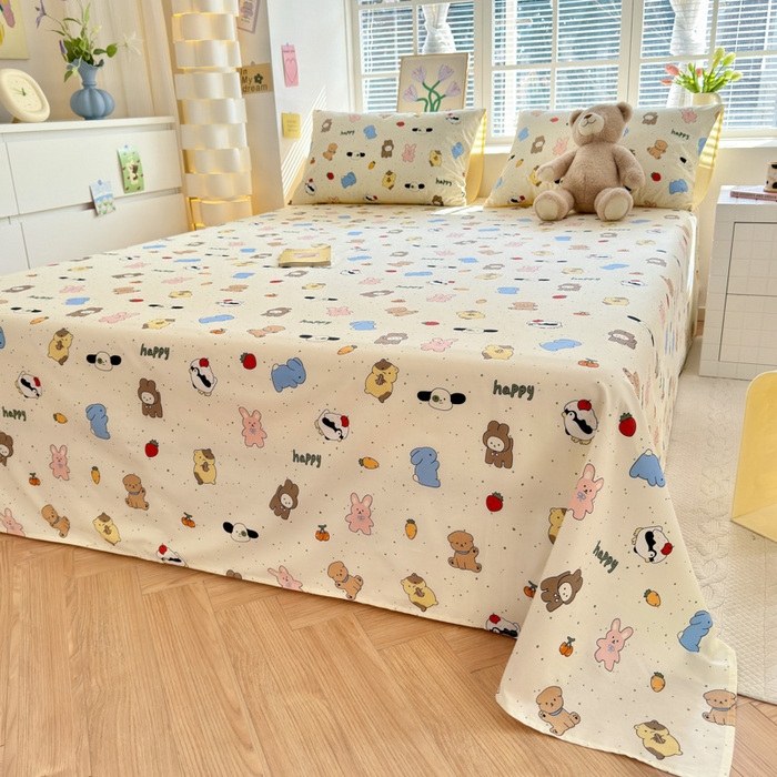 91家纺网 家纺一手货源 找家纺 清雅福 2024新款全棉13372小清新单床单 松岛可可