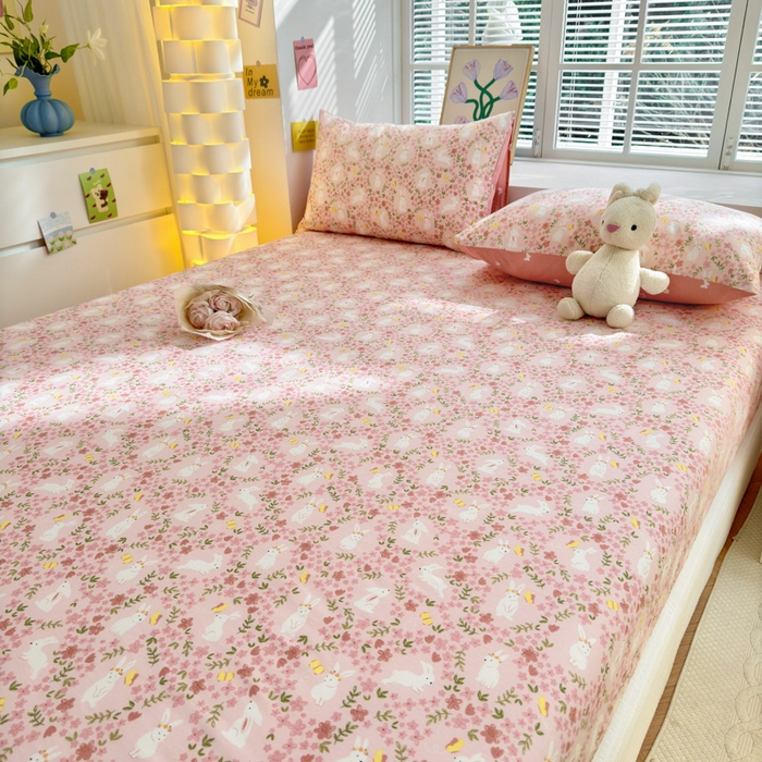 91家纺网 家纺一手货源 找家纺 清雅福 2024新款全棉13372小清新单床笠 恋语