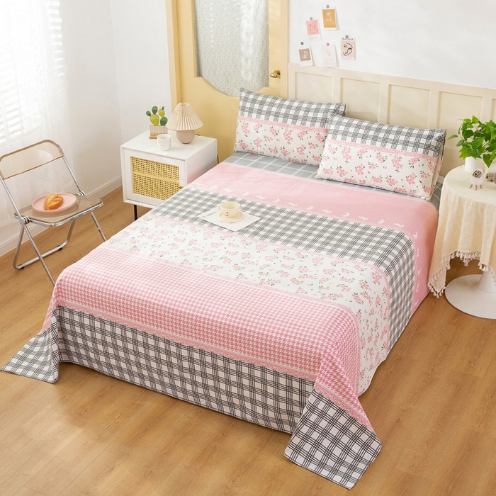 91家纺网 家纺一手货源 找家纺 棉乐町家居 2025新款爆款印花老粗布床单系列 小清新