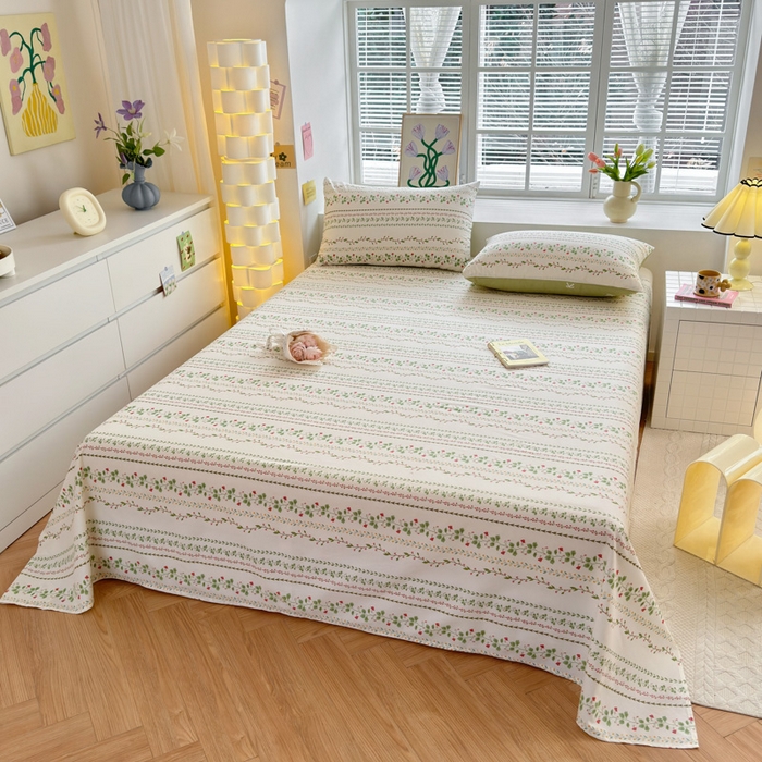 91家纺网 家纺一手货源 找家纺 清雅福 2024新款全棉13372小清新单床单 甜心藤