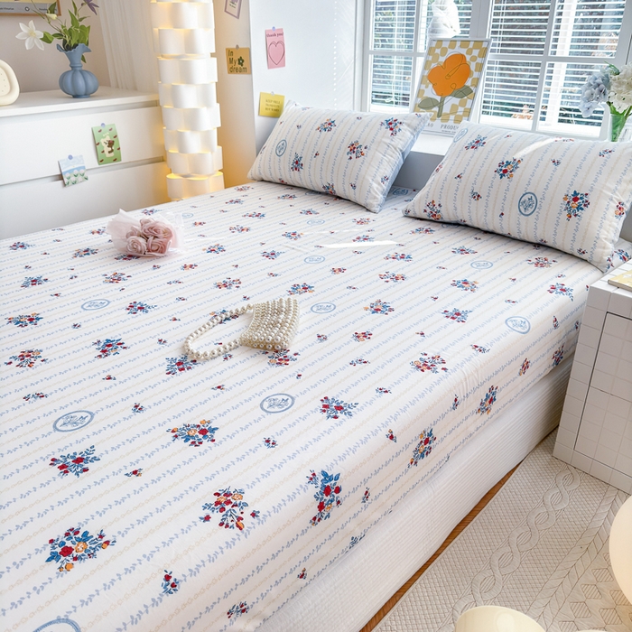 91家纺网 家纺一手货源 找家纺 清雅福 2024新款全棉13372小清新单床笠 伯爵夫人