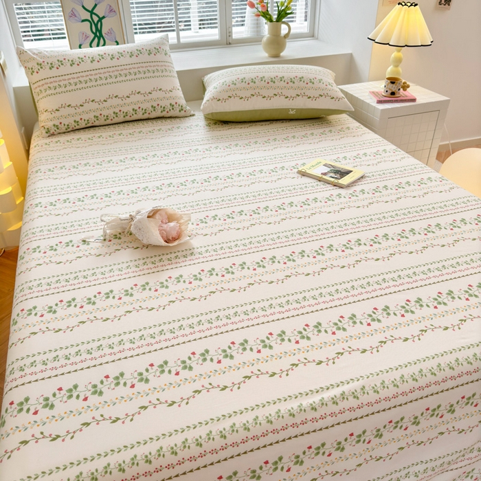 91家纺网 家纺一手货源 找家纺 清雅福 2024新款全棉13372小清新单床单 甜心藤