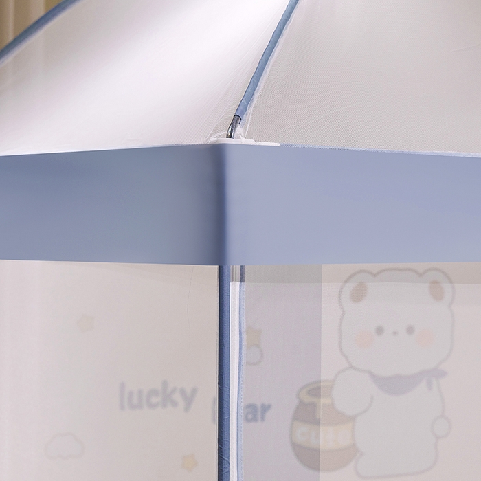 91家纺网 家纺一手货源 找家纺 青竹苑 2024新款围栏款印花坐床蚊帐蒙古包防摔睡帐 围栏-可爱熊