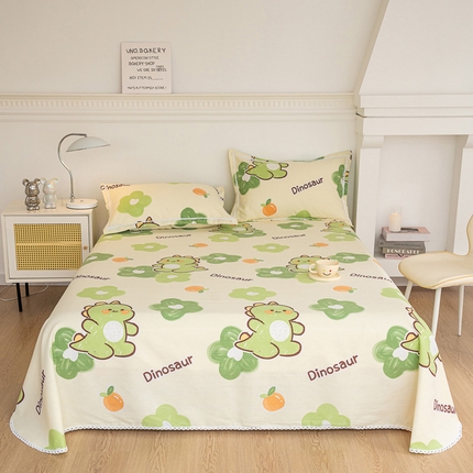 棉乐町家居 2025新款花边老粗布印花床单系列 超级恐龙