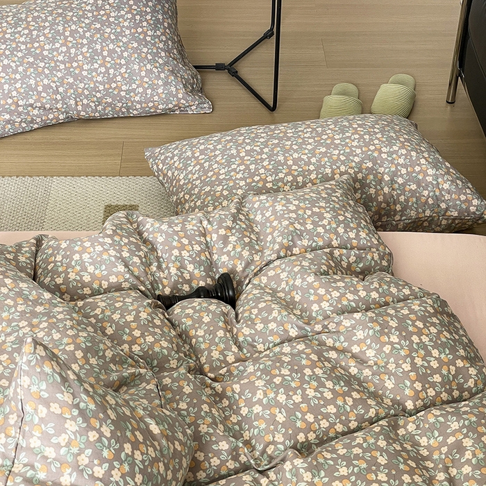 91家纺网 家纺一手货源 找家纺 窝米 2024春季新品全棉双层纱系列四件套 朝霞