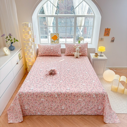 91家纺网 家纺一手货源 找家纺 清雅福 2024新款全棉13372小清新单床单 遇见浪漫