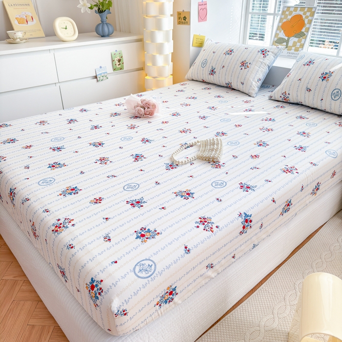 91家纺网 家纺一手货源 找家纺 清雅福 2024新款全棉13372小清新单床笠 伯爵夫人