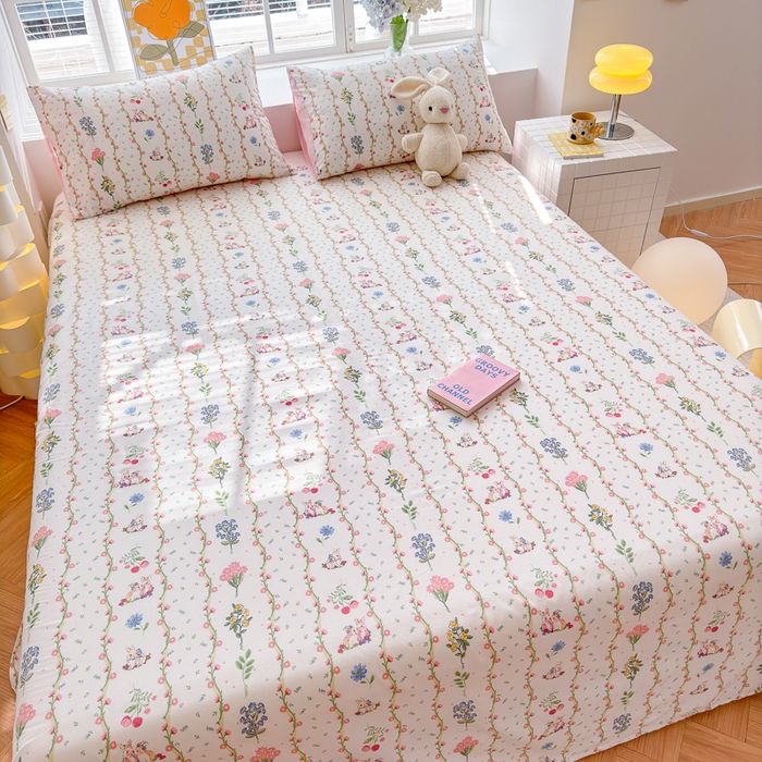 91家纺网 家纺一手货源 找家纺 清雅福 2024新款全棉13372小清新单床单 枝间梦