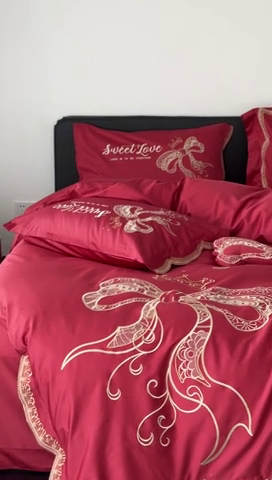 91家纺网 家纺一手货源 找家纺 （总）星野 2024新款加厚40s水洗棉刺绣四件套-蜜月