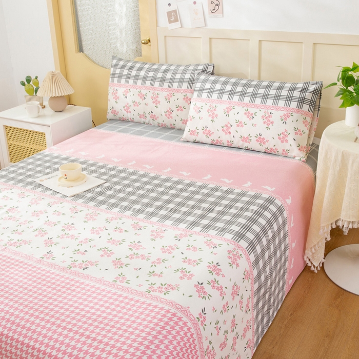 91家纺网 家纺一手货源 找家纺 棉乐町家居 2025新款爆款印花老粗布床单系列 小清新