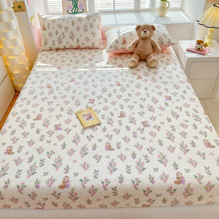 91家纺网 家纺一手货源 找家纺 清雅福 2024新款全棉13372小清新单床笠 花萃清风