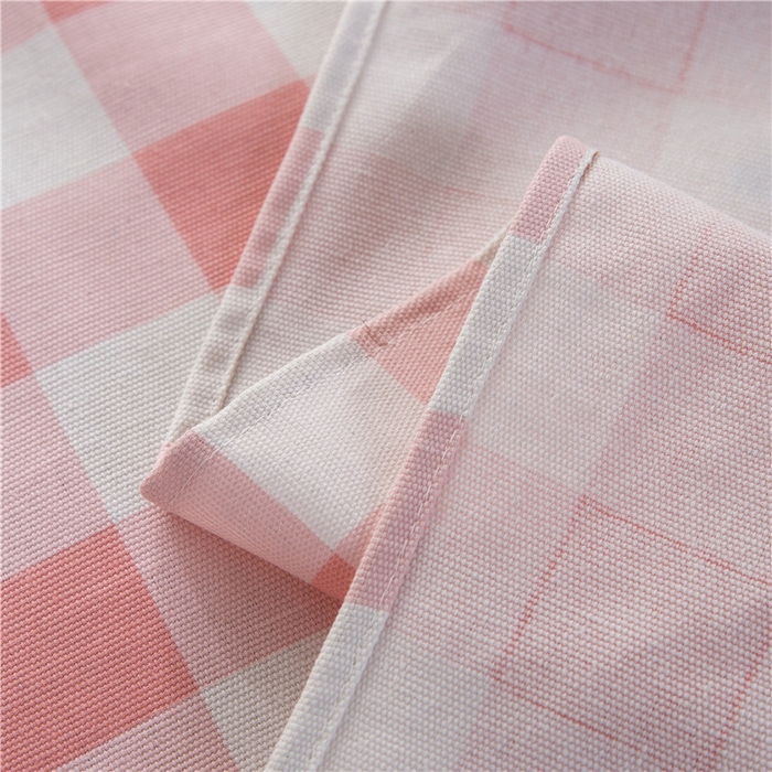 91家纺网 家纺一手货源 找家纺 棉乐町家居 2025新款爆款印花老粗布床单系列 格子草莓-粉