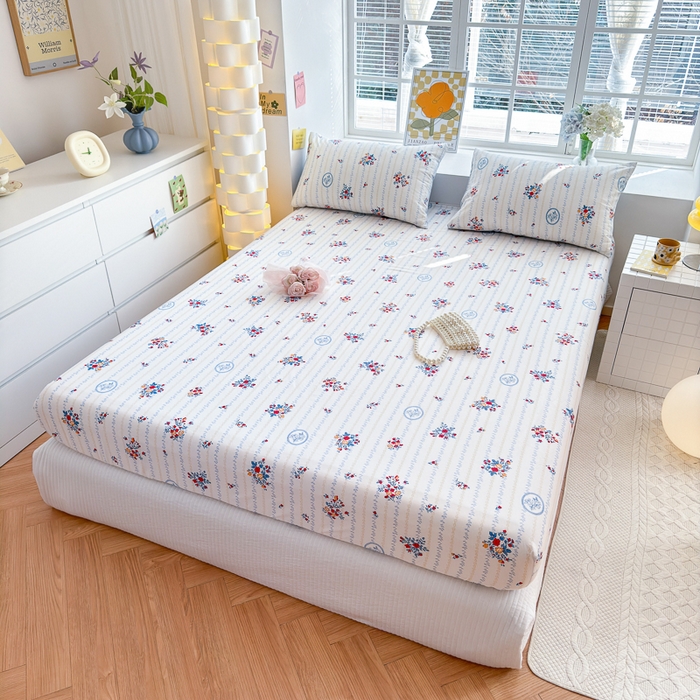 91家纺网 家纺一手货源 找家纺 清雅福 2024新款全棉13372小清新单床笠 伯爵夫人