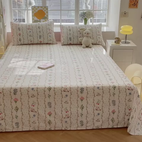 91家纺网 家纺一手货源 找家纺 清雅福 2024新款全棉13372小清新单床单 枝间梦