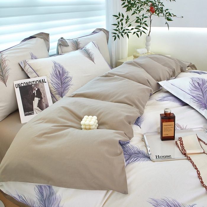 91家纺网 家纺一手货源 找家纺 启航家居 2025春夏全棉铂金棉数码印花四件套 飞云之上米