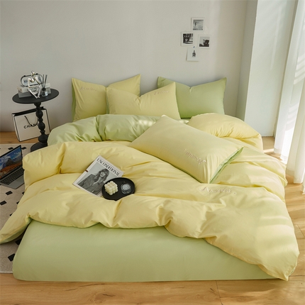 91家纺网 家纺一手货源 找家纺 （总）多品家纺 2024新款全棉纯色绣花四件套